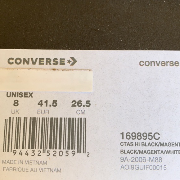 CONVERSE CTAS HI BLACK/MAGNET BLACK/WHITE MENS - Picture 16 of 16